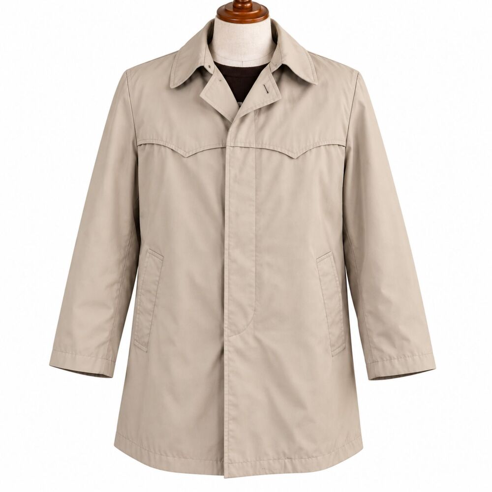 Vintage London Towne Men’s Trench Coat 46R Taupe Removable Fleece Liner